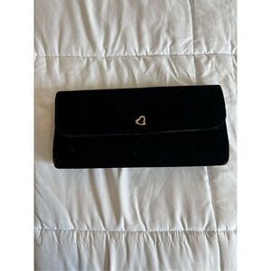 Victoria Secret velvet black clutch with Herat detail